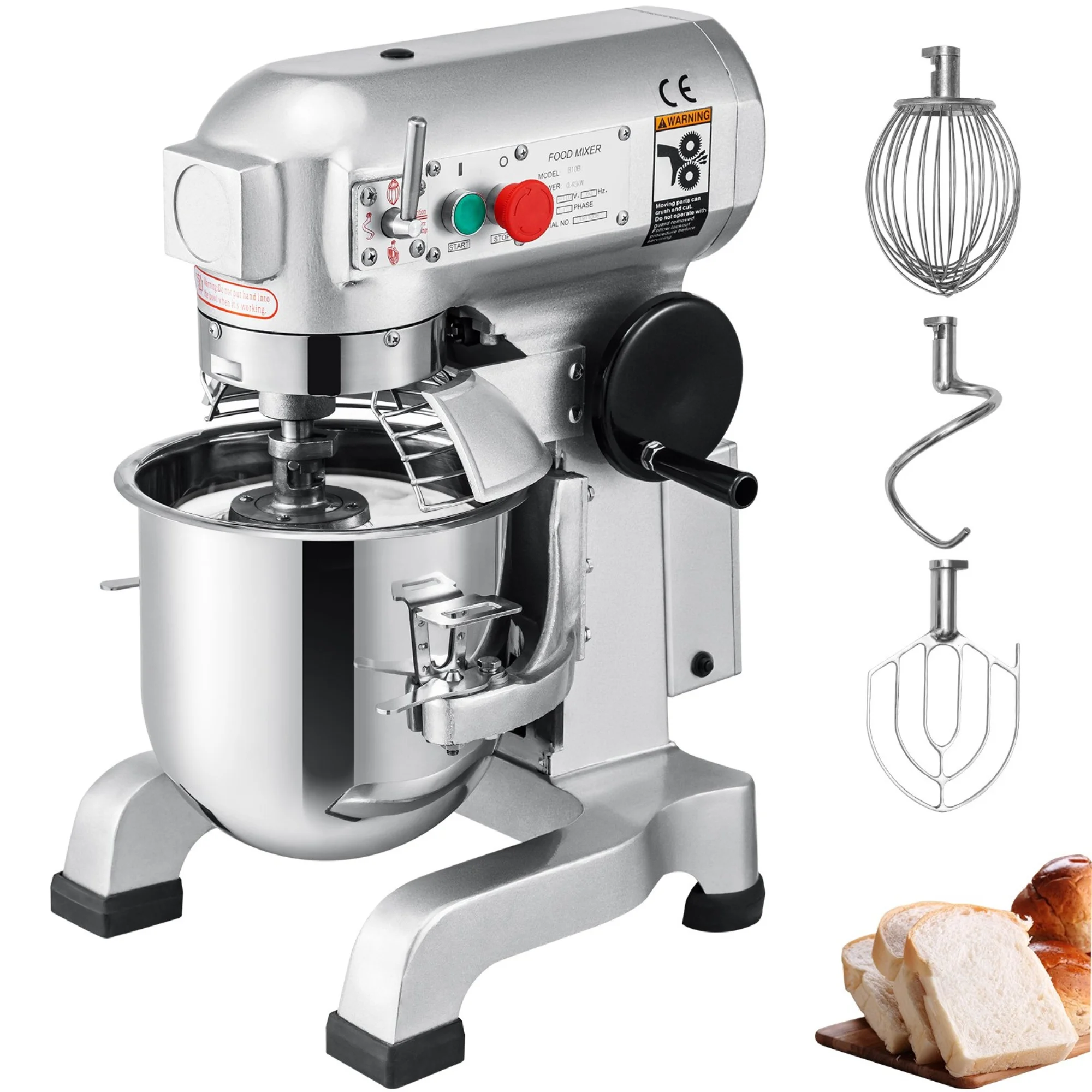 VEVOR Commercial 20Qt Dough Food Mixer 3 Speed Gear Driven Pizza Bakery 750W - Curated Treasures Market