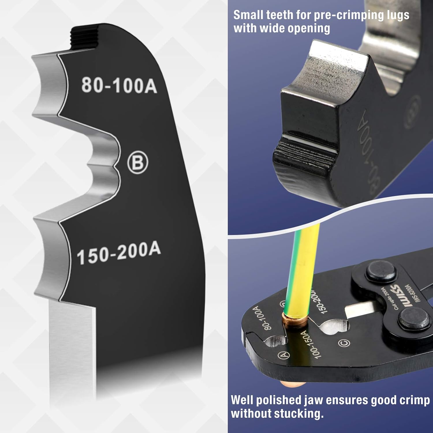 IWISS Battery Cable Lug Crimping Tool for Open Barrel Lug,Lead-Free OEM Battery Terminals,B Type Crimper for AWG 16-4