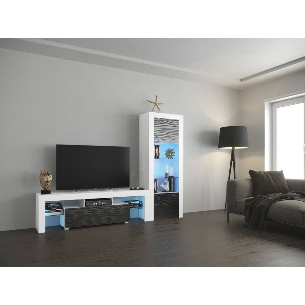 Milano Set 160-BK Modern Wall Unit Entertainment Center - Black