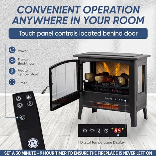 Country Living Infrared Freestanding Electric Stove - Multiple Flame Effects Parent