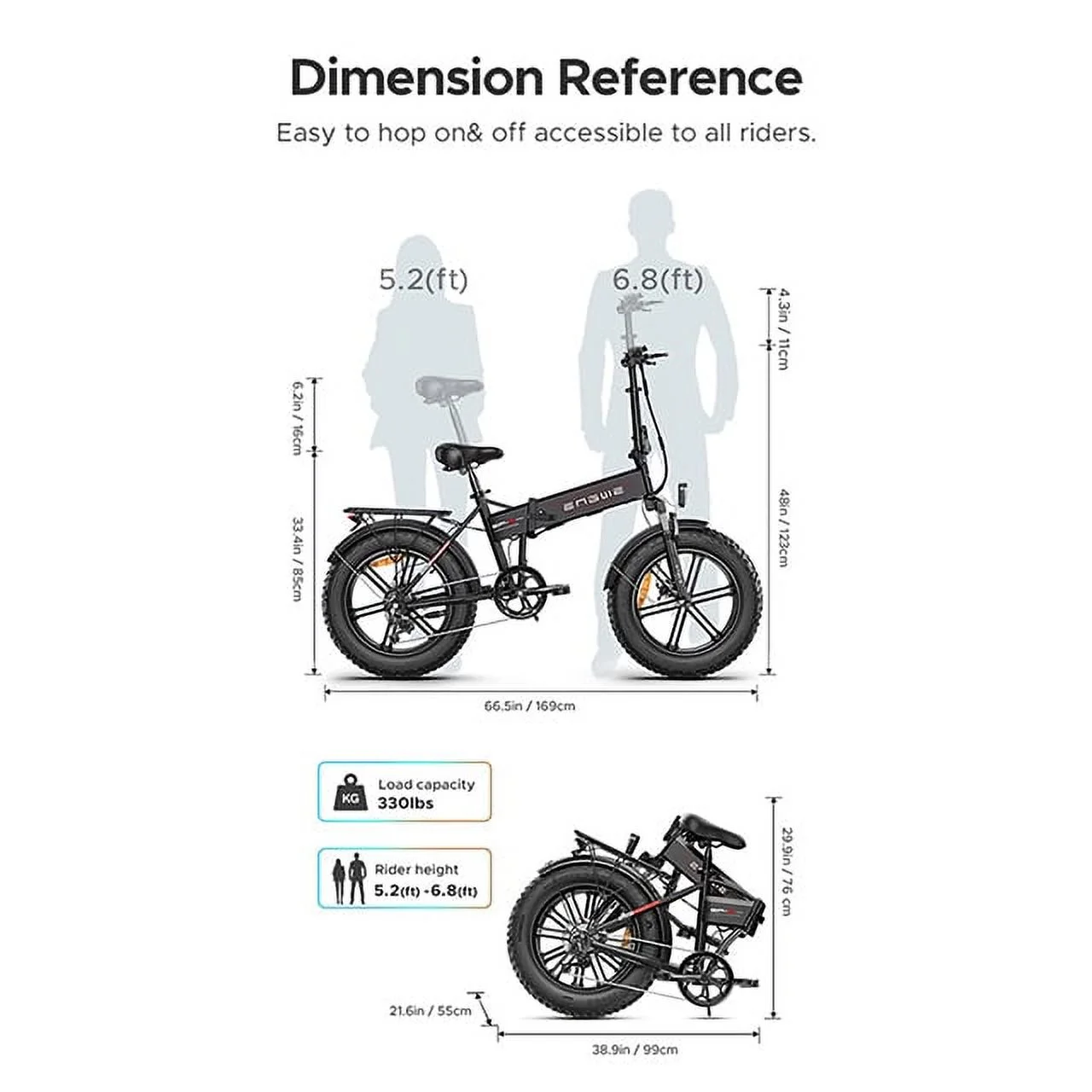 Engwe EP-2 Pro 750W Motor Folding Electric Bike for Adults,48V 13A Removable Battery,Black