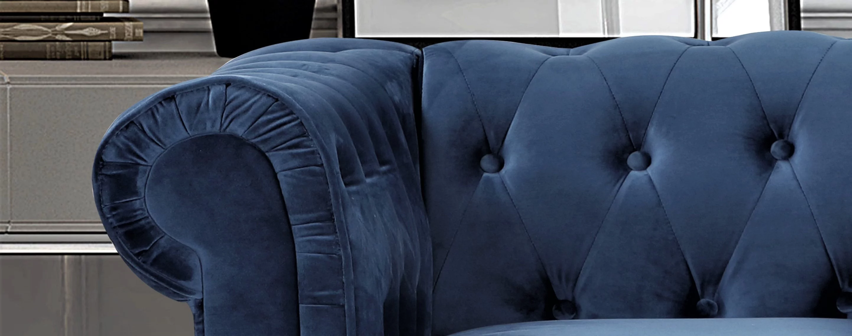Uspridefurniture Shamblin 61'' Rolled Arm Chesterfield Velvet Loveseat -Blue