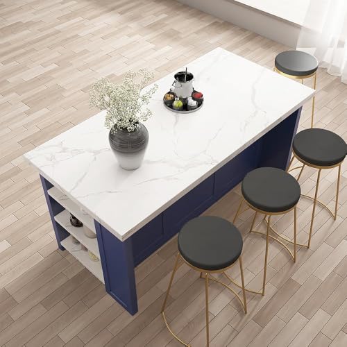 homary 72'' Kitchen Islands with Storage Modern White Kitchen Table with Seating & 3 Drawers Dining Table