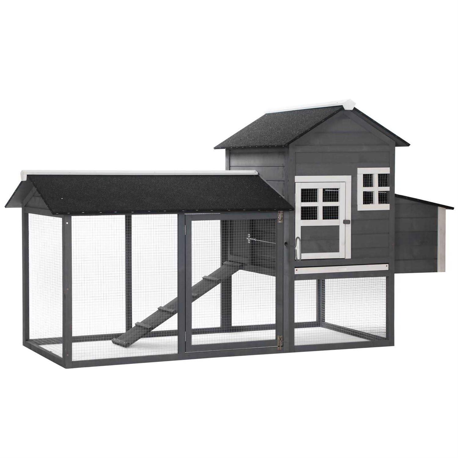 PawHut 84 Wooden Chicken Coop Hen House Outdoor with Run Nesting Box - Pet Supplies online store