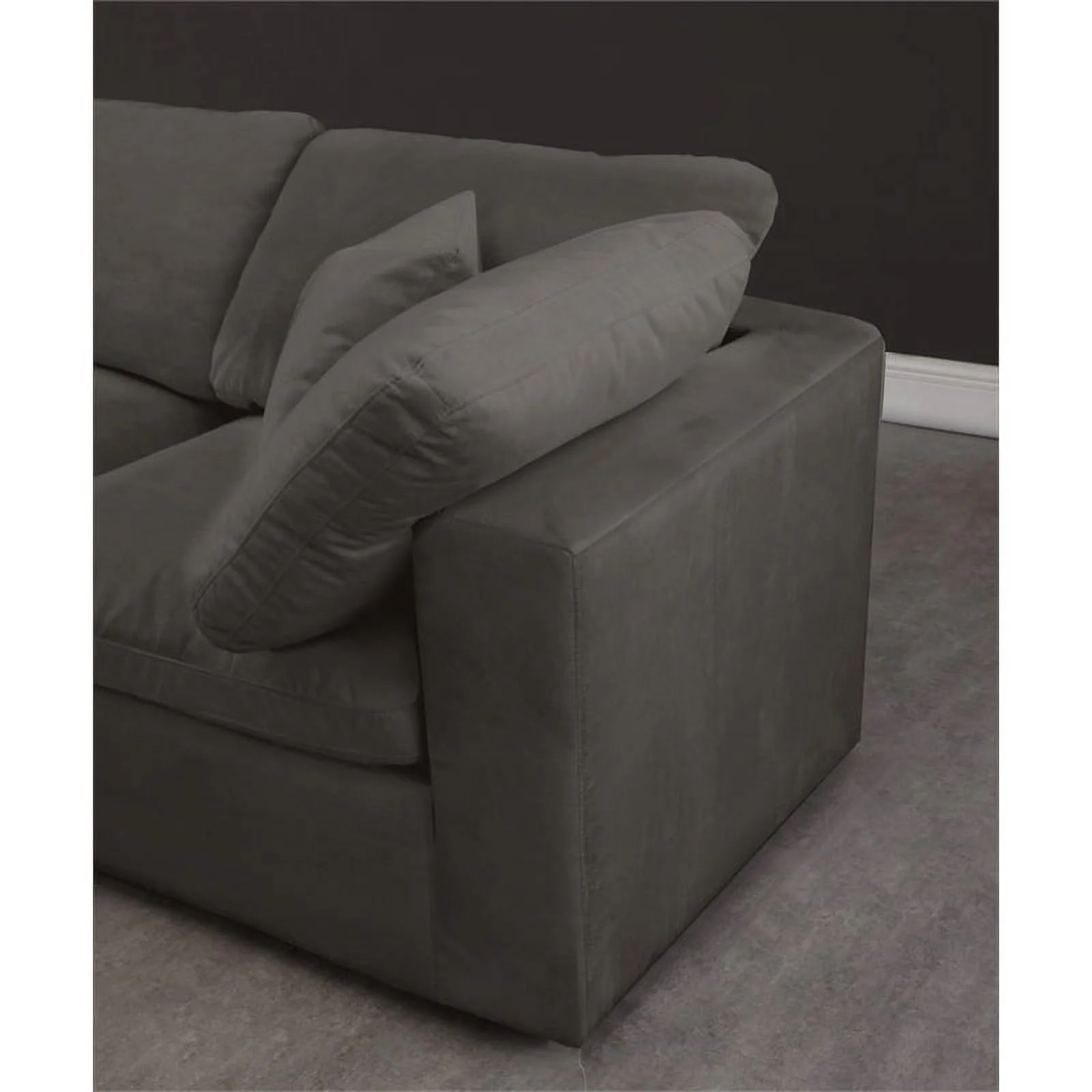Maklaine Contemporary Gray Velvet Down Filled Modular Sectional Sofa
