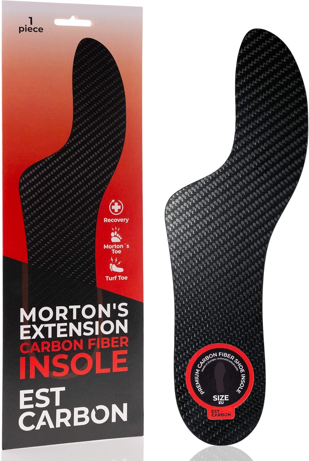 Morton´s Extension Orthotic, 1 Piece, Carbon Fiber Insole, Very Rigid Foot Support Insert Best for Morton`s Toe, Turf Toe, Hallux Rigidus, Arthritis - 278mm, EU44, 10.94 Inch Pack of 2