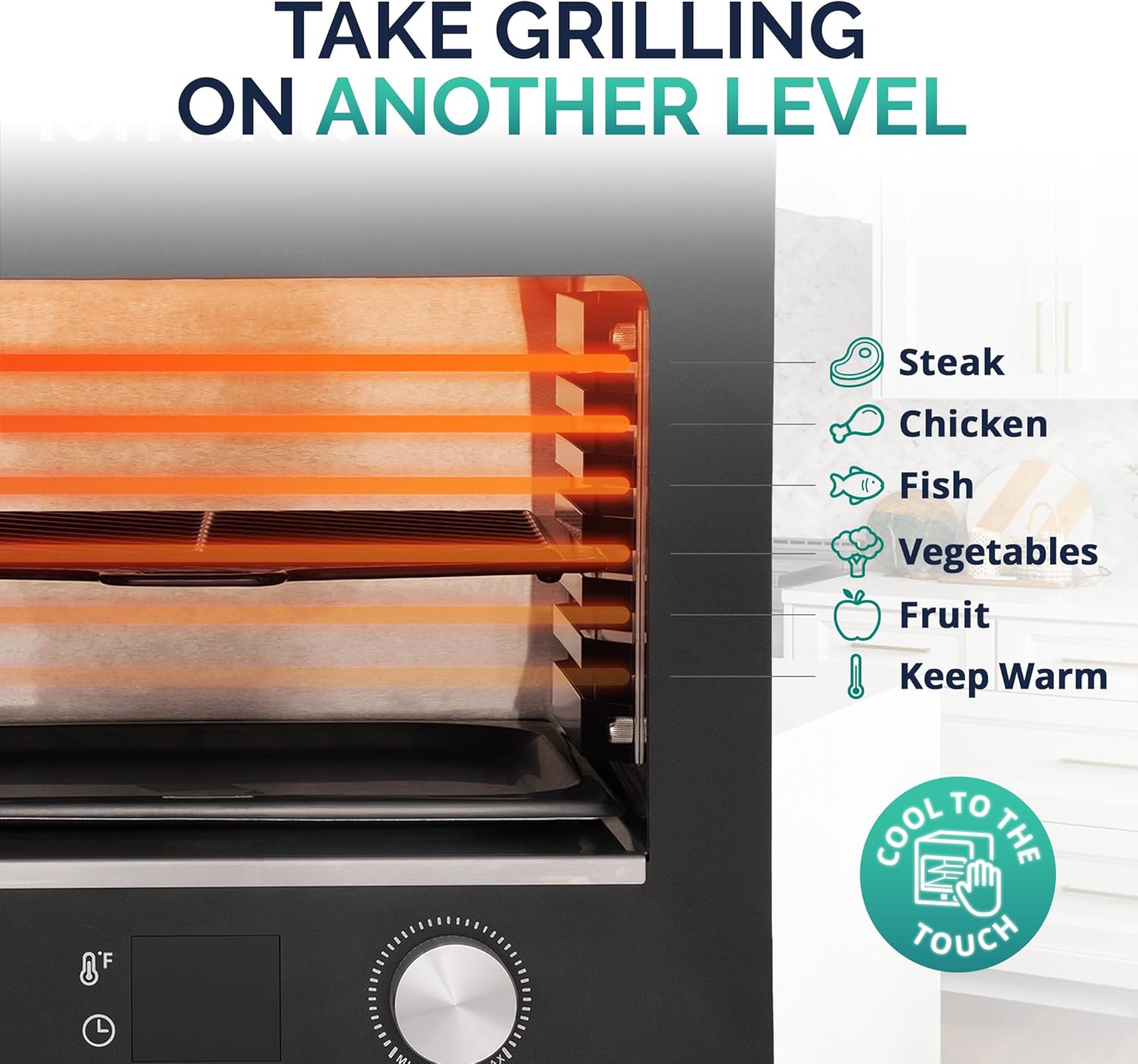 Luma Electric Steak Grill, Portable Indoor Countertop Oven with Griddle, Smokeless Electric Infrared Grill, Heats up to 1450 Degrees, BBQ, Grill, Toast, and Broil Chicken, Beef, Pork, and Vegetables