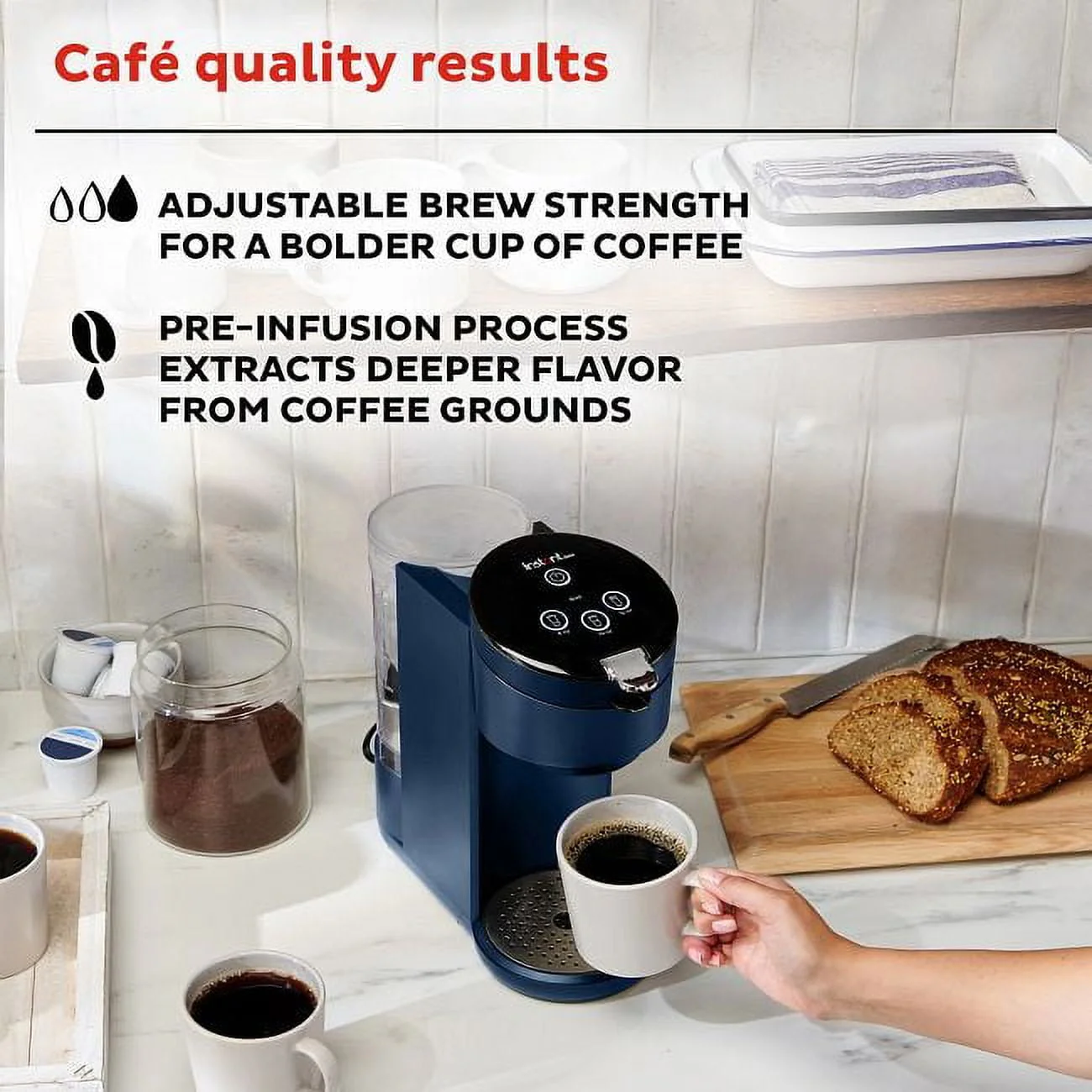 Instant Solo 2-in-1 Single Serve Coffee Maker for Ground Coffee or K-Cup Pods with 3 Brew Sizes, Maroon Red