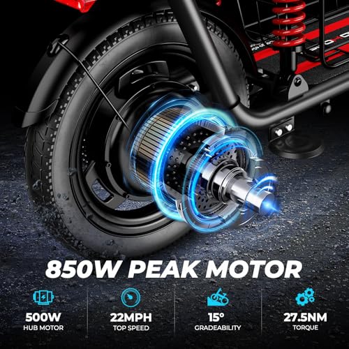 WINDHORSE C3 Adults Electric Scooter with Seat - 14” Tire, 500W Brushless Motor, 3 Speed Modes, Cruise Control, Dual Suspension, 25 Mile Range, 22MPH, Adjustable E-Scooter for Teens with Basket