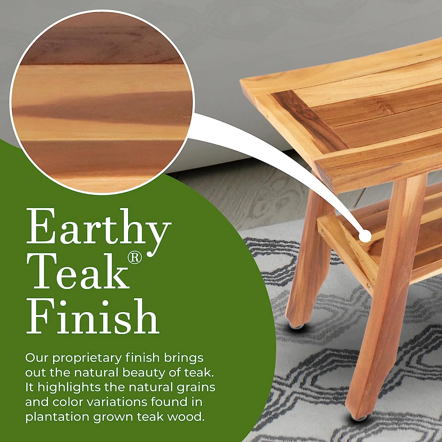 Decoteak 24" - Bench-Shower Stool - Shower Seat - Shower Chair For Inside Shower - Teak Shower Bench - Small Bench - Shower Foot Rest - Teak Shower Stool For Inside Shower