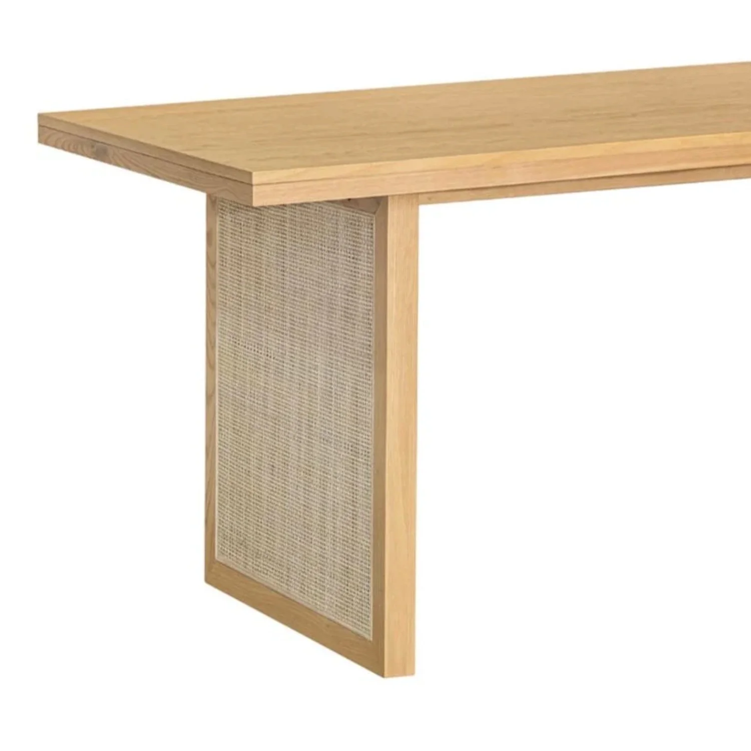 Rattan Natural Oak Wood Dining Table for 6 People