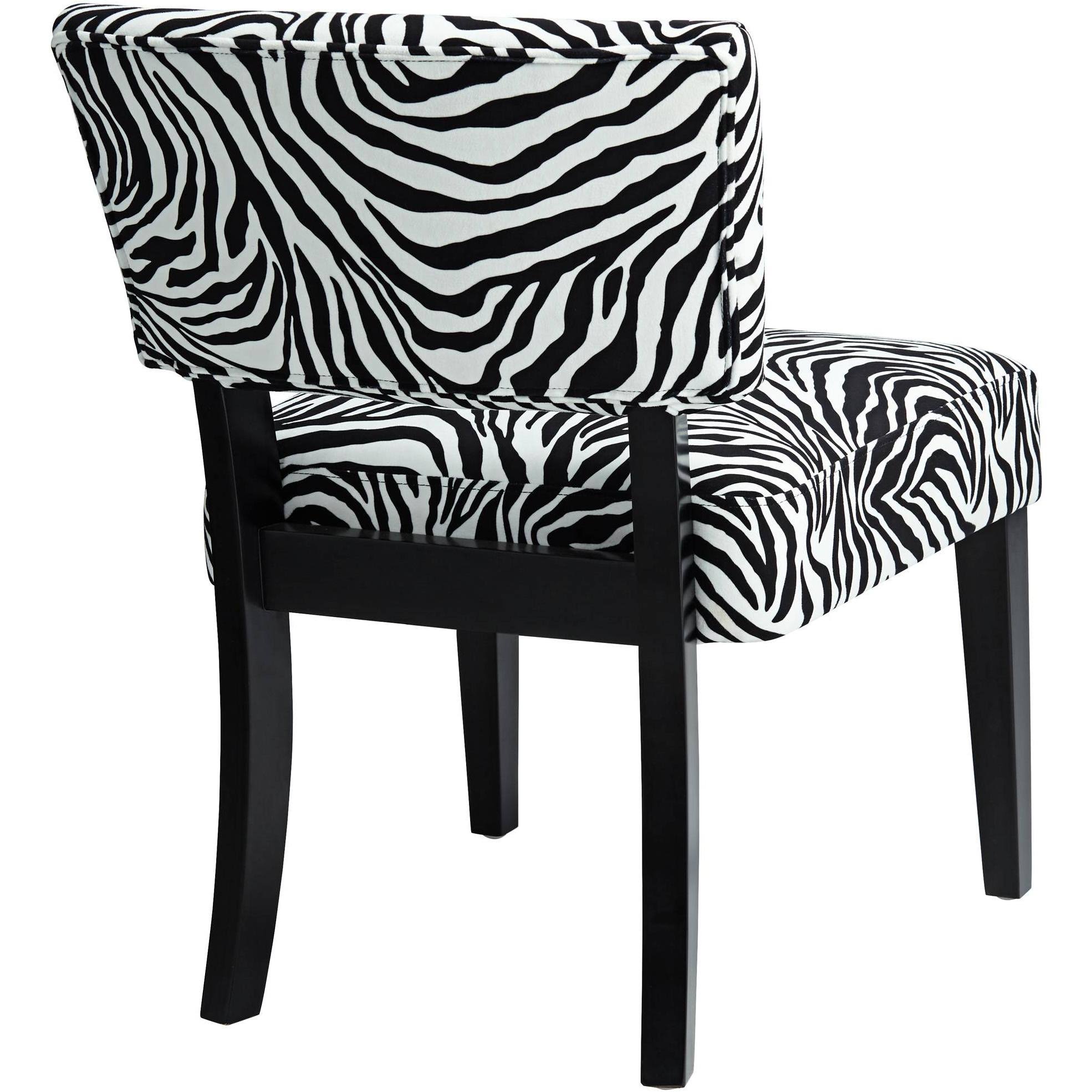 Studio 55D Zambia Zebra Print Accent Chair with Velvet Fabric