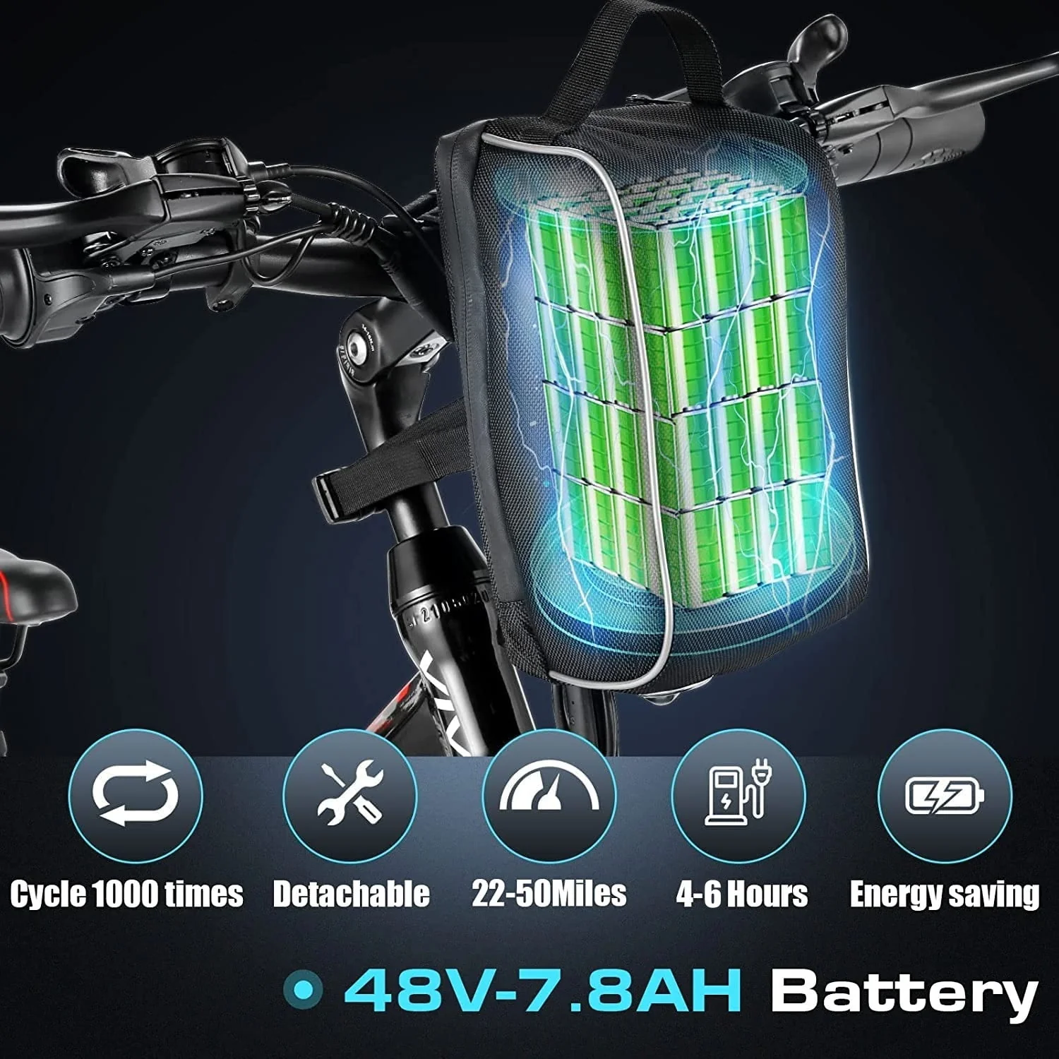 Vivi Electric Bike for Adults 26 Folding Electric Bike 500W Electric Mountain Bike 20MPH Full Suspension Electric Bike with Cruise Control Up to 50 Miles