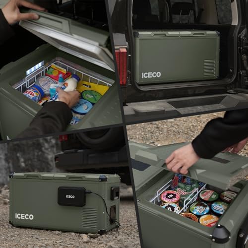 ICECO VL Pro Series Portable Refrigerator, 12V Refr,igerator, Car Fridge Freezer, Multi-directional Lid, Steel Compact Refrigerator Powered by SECOP, Home & Car Use