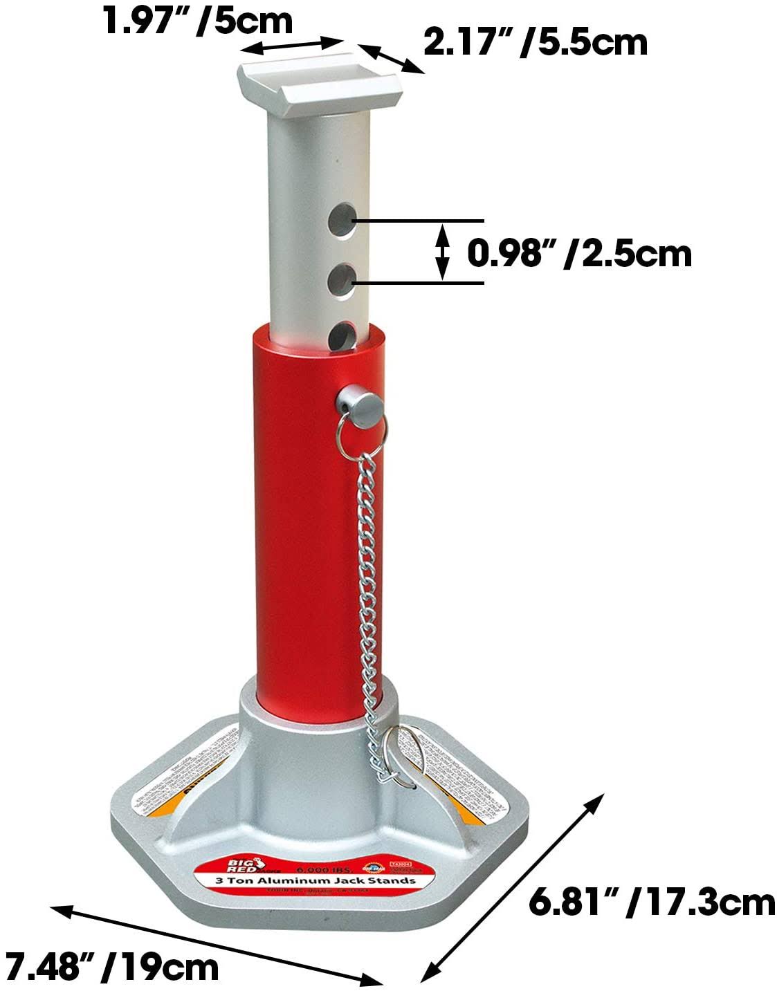Torin T43004 Big Red Double Locking Aluminum Jack Stands: 3 Ton Capacity, 1 Pair