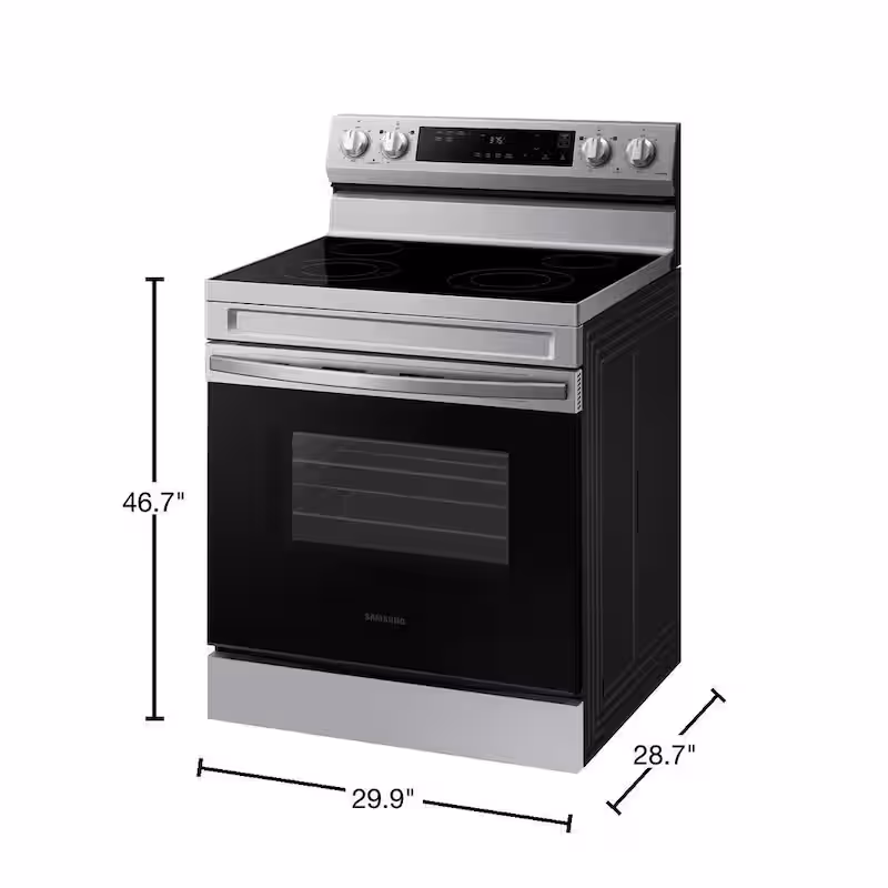 6.3 cu. ft. Smart Freestanding Electric Range with Steam Clean in Stainless Steel