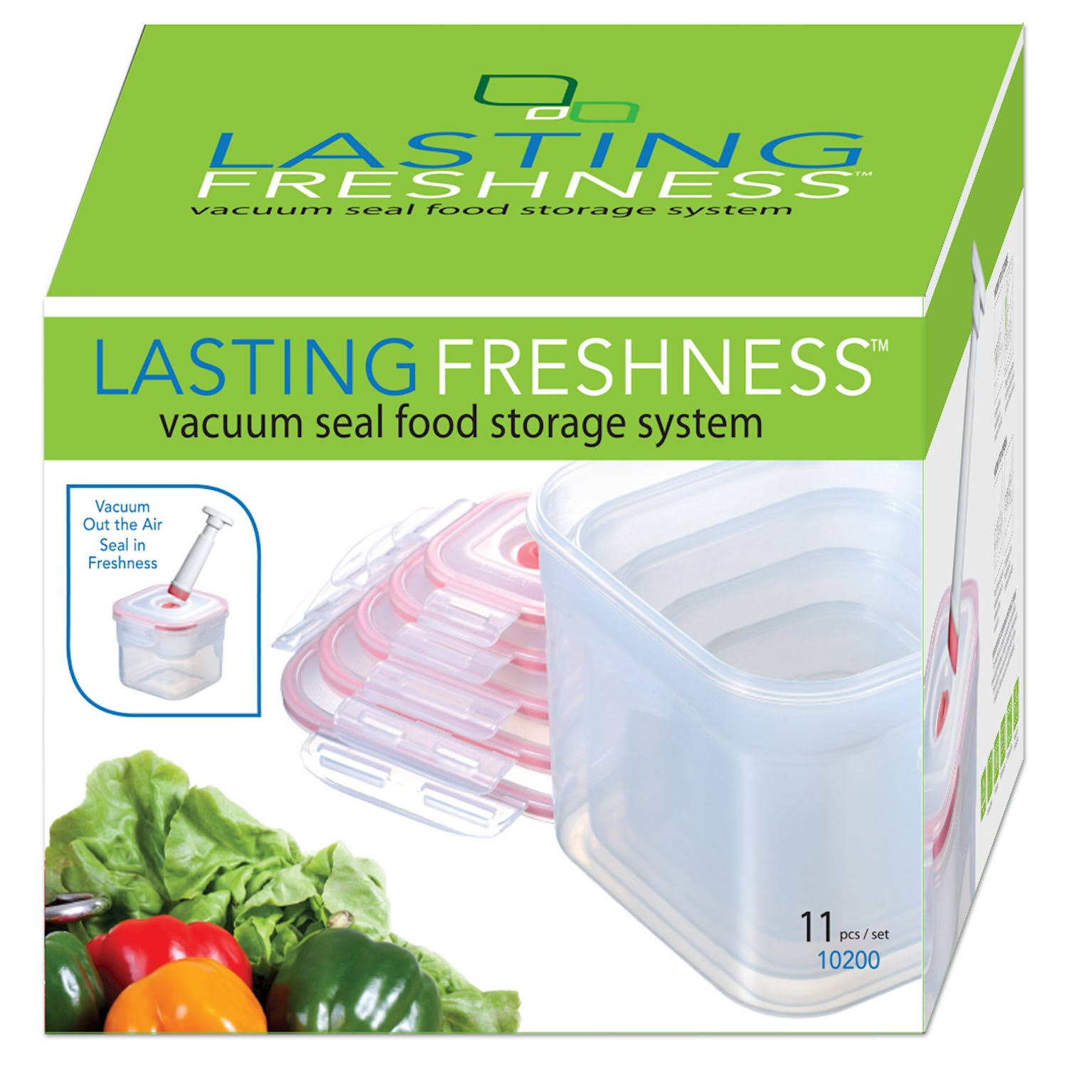 Lasting Freshness Vacuum Food Storage Containers Square 11 Piece