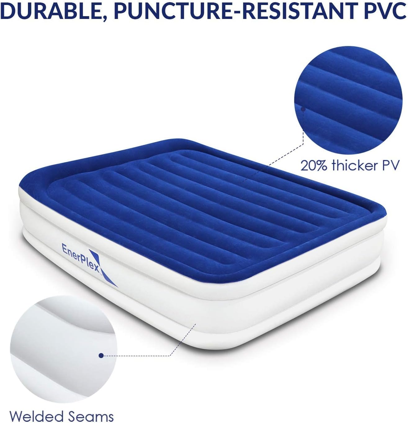 EnerPlex Air Mattress for Camping - Luxury 15 Inflatable Queen Mattress Bed w/ Built-in Dual Pump for Travel & Home Use
