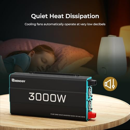 Renogy Pure Sine Wave Inverter 12V DC to 120V AC Converter for Home, RV, Truck, Off-Grid Solar Power Inverter 12V to 110V