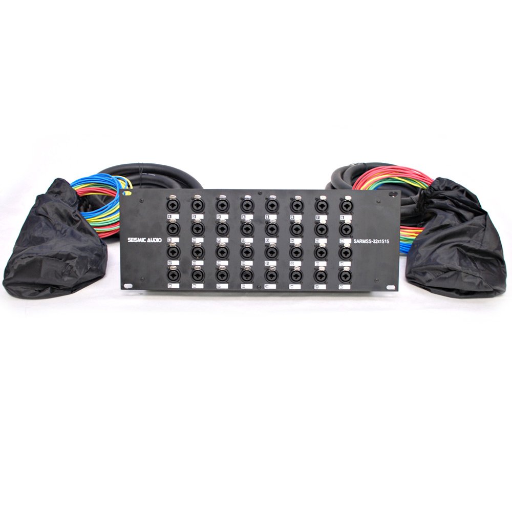 Seismic Audio Rack Mount 32 Channel TRS Combo Splitter Snake Cable-5' and 30' XLR Trunks (SARMSS-32x530)