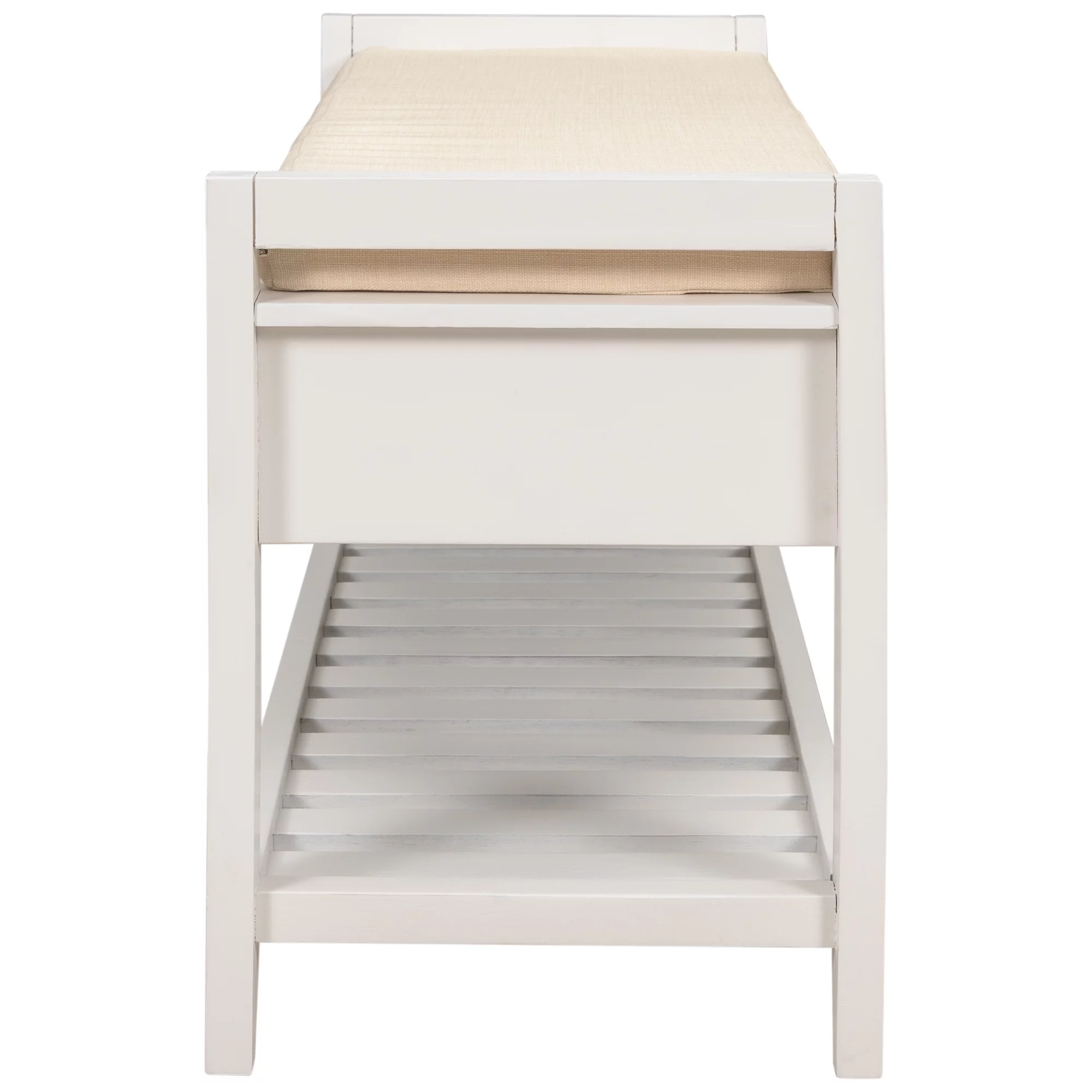 Shoe Rack with Cushioned Seat and Drawers, Multipurpose Entryway Storage Bench,White