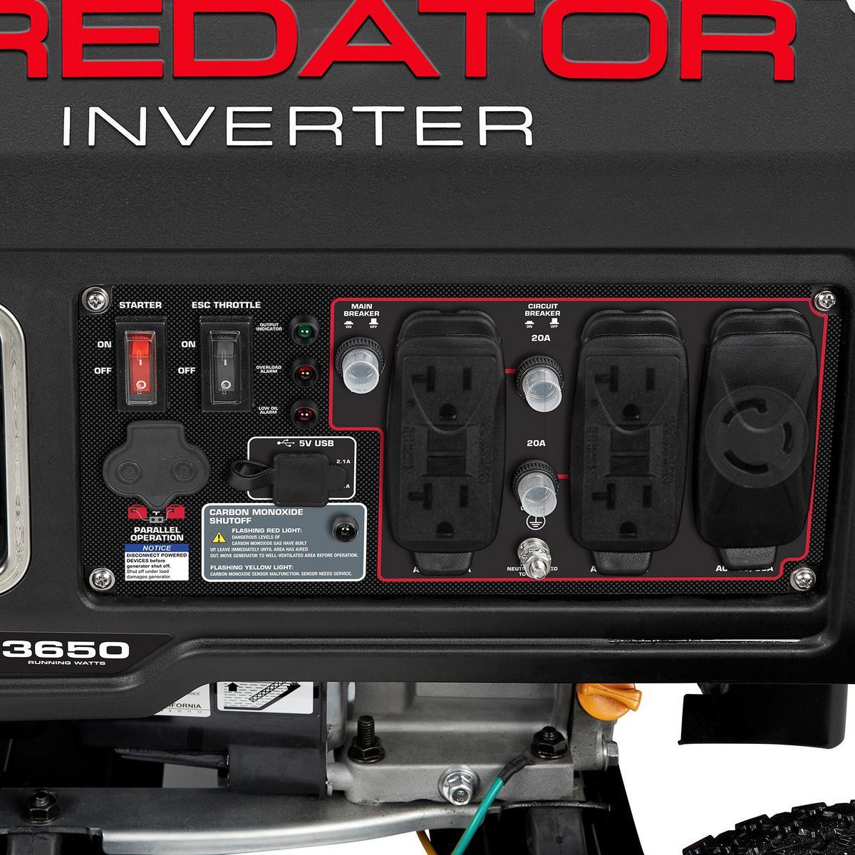 PREDATOR 4550 Watt Open-Frame Inverter Generator with CO SECURE Technology, EPA