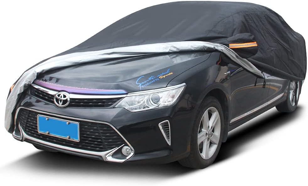 SLanguage Car Cover 420D Nylon Oxford Waterproof Fabric All Weather Outdoor Sun Rain Snow Wind Protection,192 x 72 x 59 inches(4.9X 1.85 x 1.5 Meters) Fit Sedan