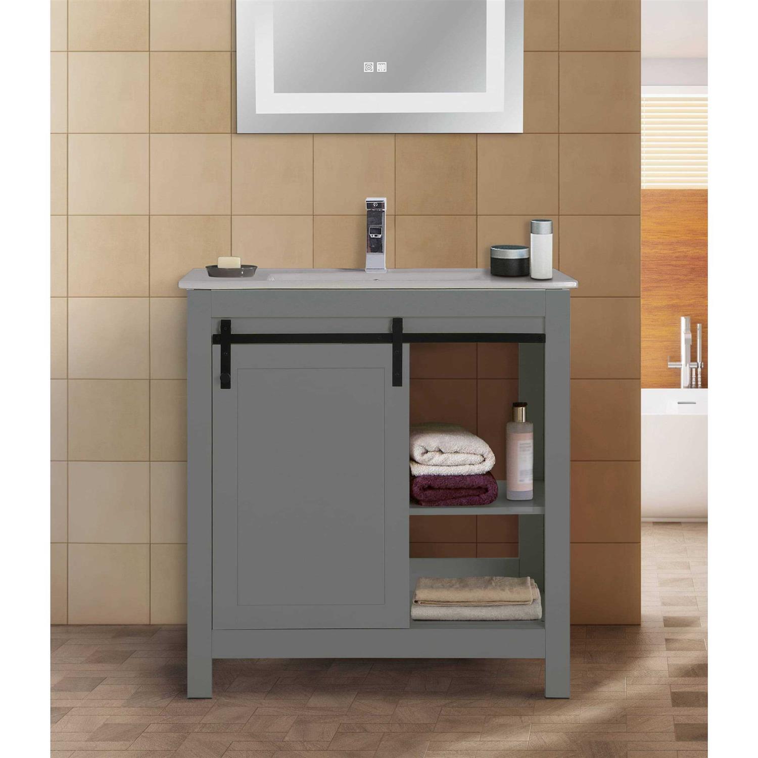 Saint Birch 32 Matt Grey Ceramic Single Bathroom Vanity Top With Sink - Shop Hardware Tools Online Store