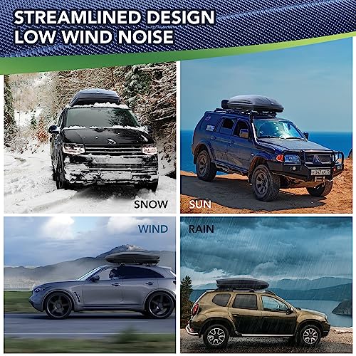 Rooftop Cargo Box Carrier,Dual-Side Opening Roof Mount Travel Luggage Storage Capacity,165Lbs Weight Capacity with Secure Straps&Keys, Vehicle Hard-Shell Carriers,Black