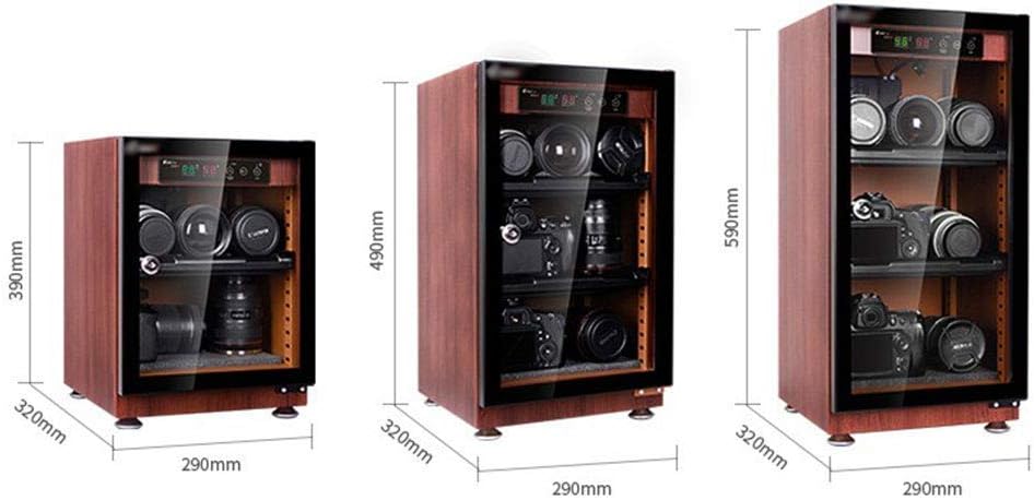 Electronic Dry Cabinet, Dehumidifier Box for Camera Lens & Optical Equipment Storage, LED Lighting, Noiseless & Low Energy, Wood Grain