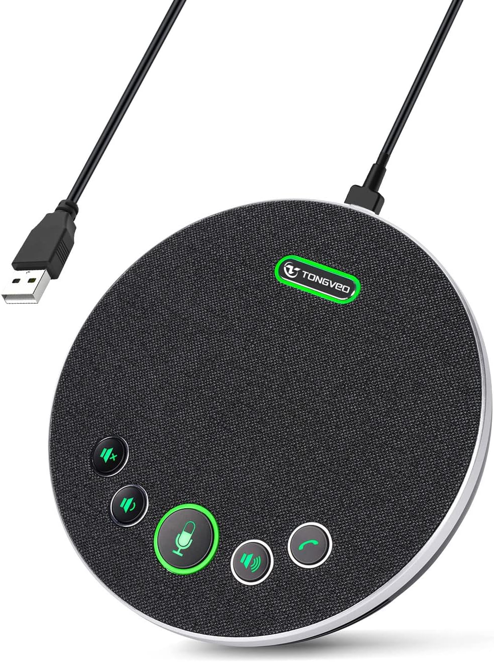 TONGVEO USB Speakerphone Conference Microphone,M3 Conference Speaker Built-in Full Duplex 360°Voice Pickup 4 AI Microphones Noise Cancellation Mics for Video Conference,Gaming,Chatting,Skype…