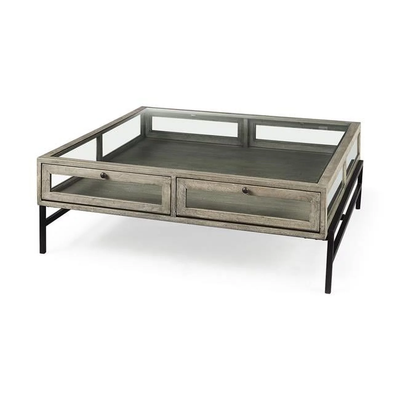 Rustic Grey Brown Shadowbox Coffee Table