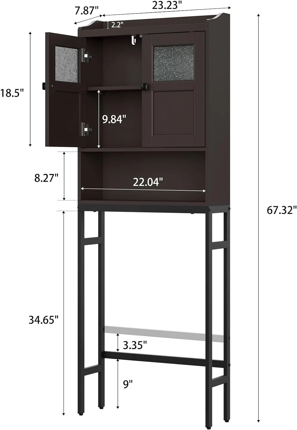 FJU Over The Toilet Cabinet for Bathroom Storage, Over Toilet Storage Cabinet, Above Toilet Storage with 2 Doors and Adjustable Shelf Space Saver Cabinet Over Toilet Bathroom Organizer ()