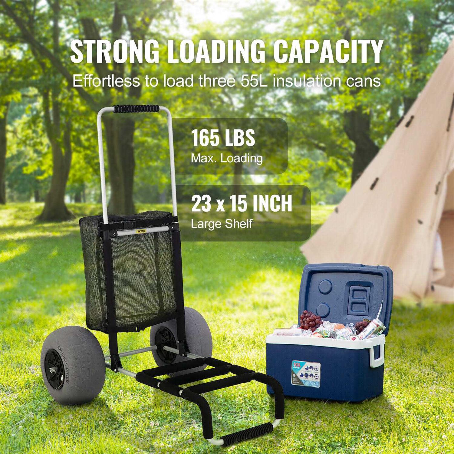 VEVOR Beach Cart for Sand 23 inch x 15 inch Cargo Deck - Shop Hardware Tools Online Store