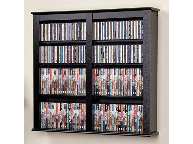 Prepac Double Floating Media Wall Storage Shelf, Black