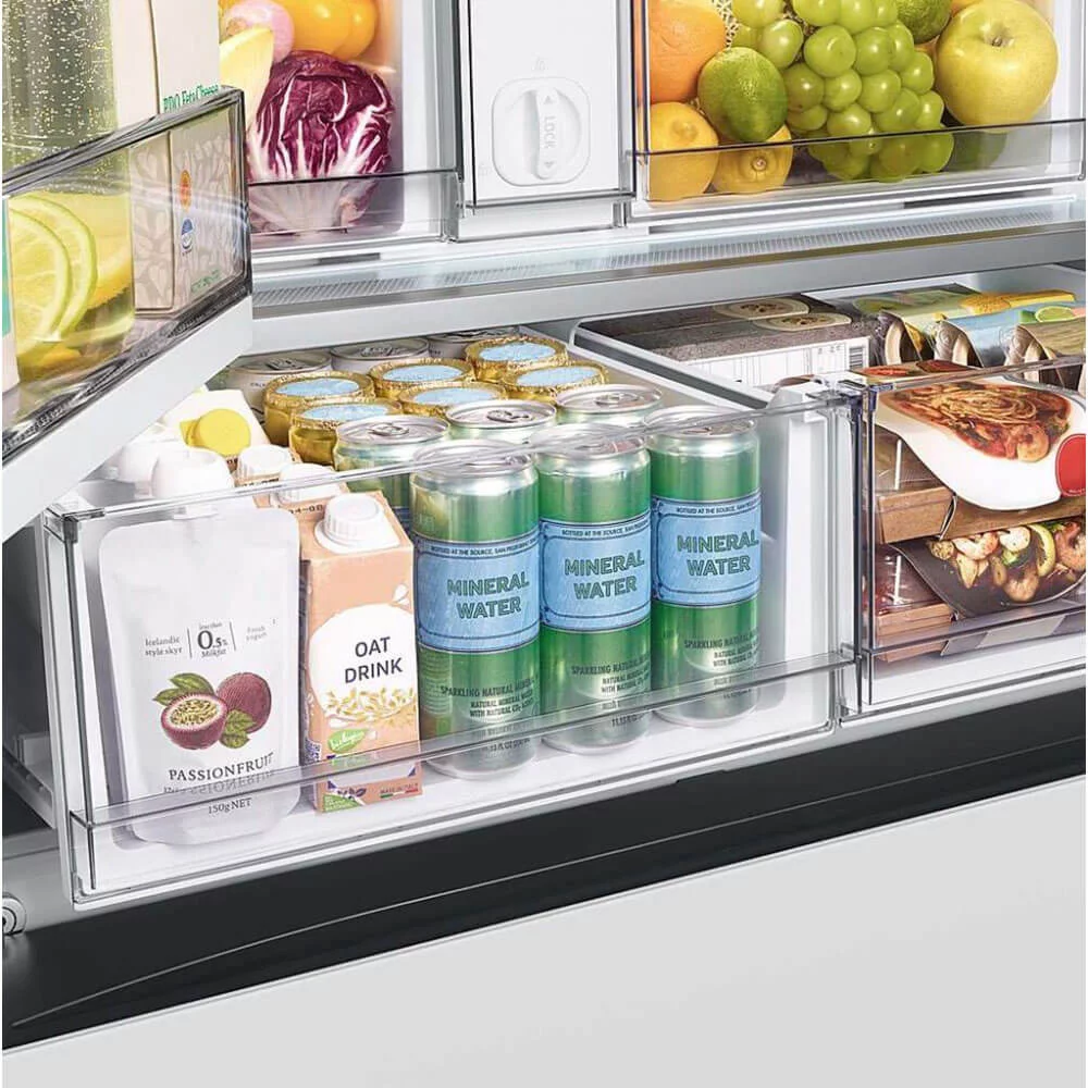 Samsung RF24BB660012 24 Cu. Ft. Bespoke White Glass 3-Door French Door Counter Depth Refrigerator