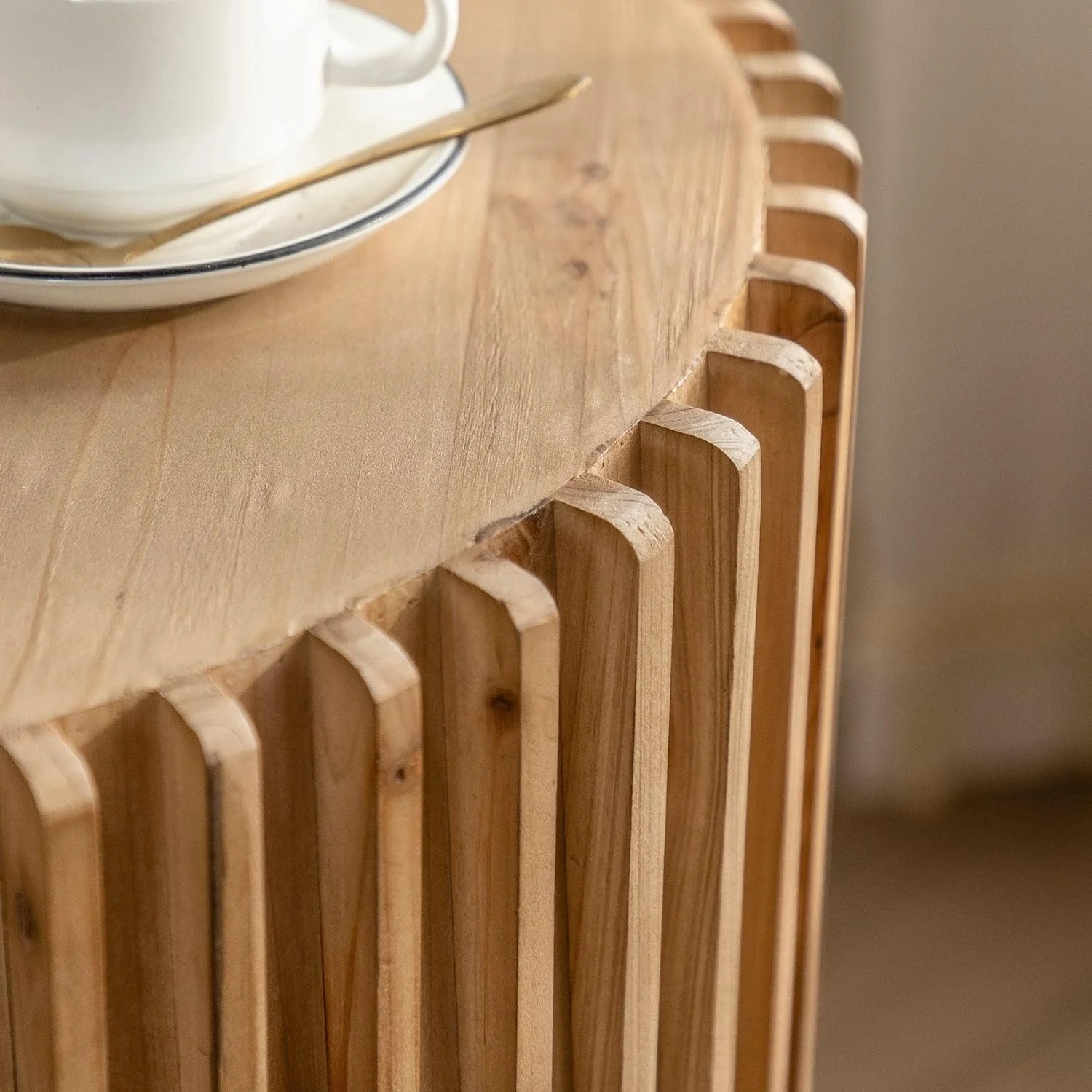 KBANZIBIU Unique and Retro Design Wood   Natural Wood   Round Wood Coffee Table  Drum Coffee Table  Tree Stump Coffee Table  Natural Wood  with  for Living Room