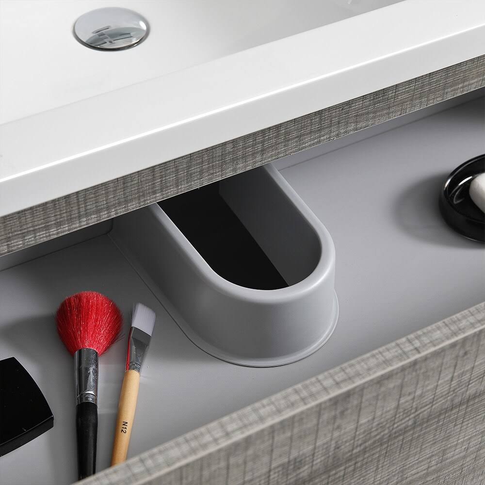 Fresca FCB9324HA-I Lazzaro 24x22 Glossy Ash Gray Free Standing Modern Bathroom Cabinet with Integrated Sink