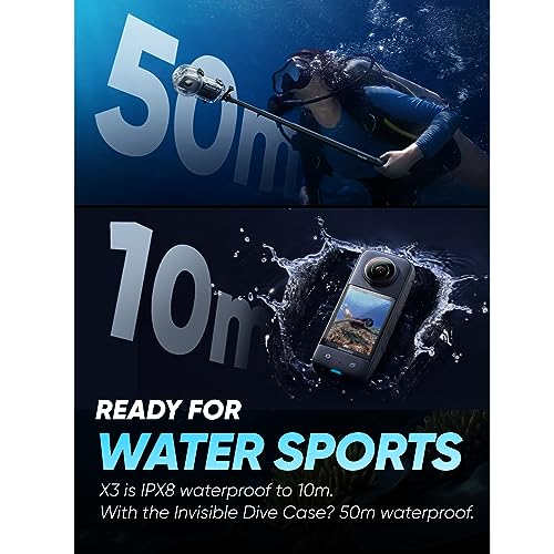 Insta360 X3 Motorcycle Kit (New Version) - Waterproof 360 Action Camera with 1/2" 48MP Sensors, 5.7K 360 Active HDR Video, 72MP 360 Photo, 4K Single-Lens, 60fps Me Mode, Stabilization