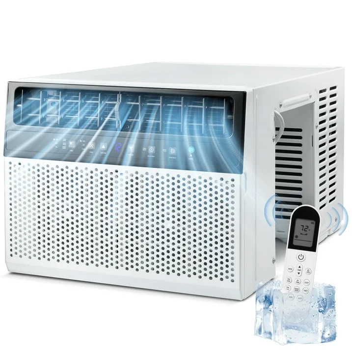 KISSAIR Window Air Conditioners 8,100 BTU (12,000 BTU ASHARE), U-Shaped Air Conditioner Window Unit Cools up to 550 Sq. Ft, 3-In-1 Window AC Units, Full Window View-White
