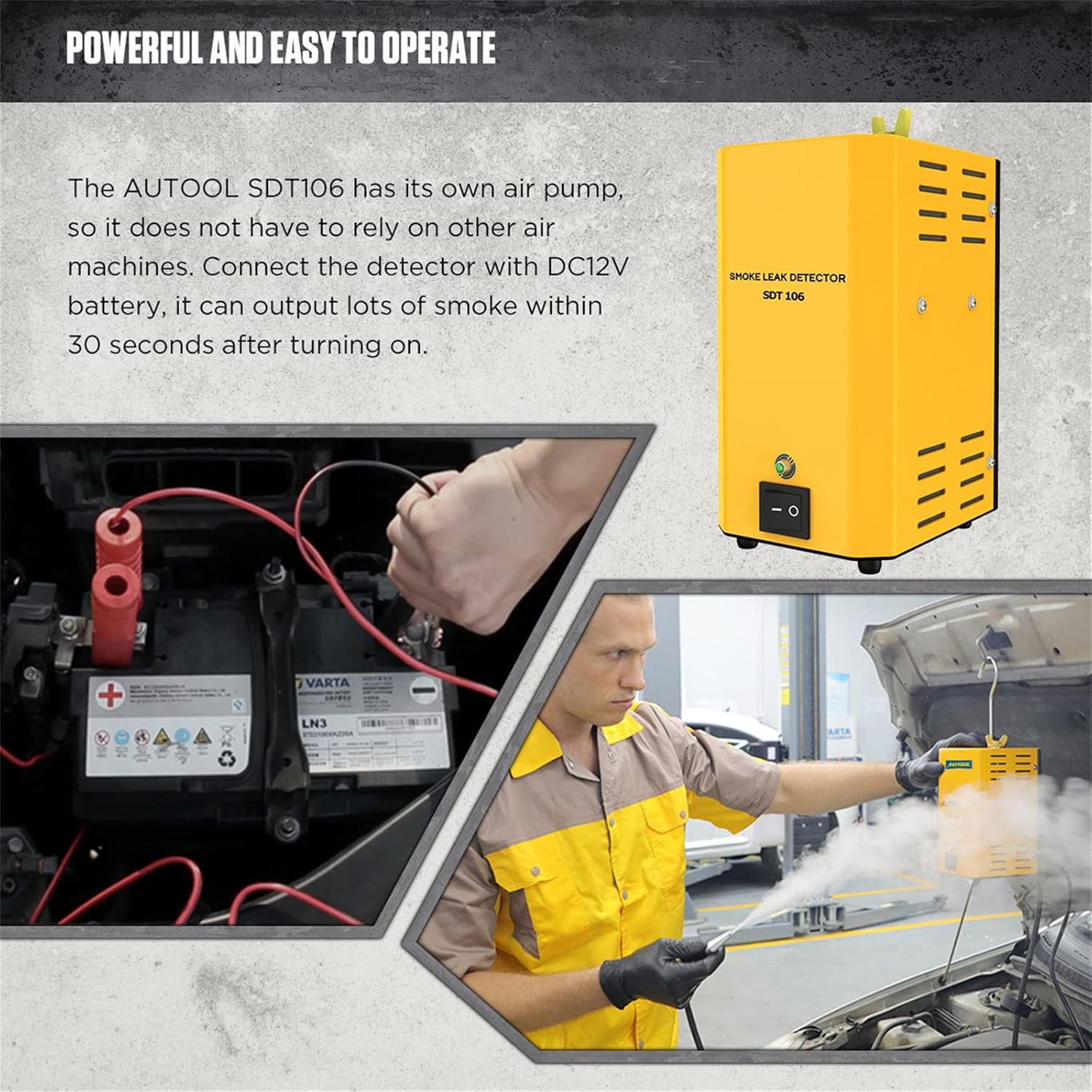 VKALTUL Automotive Smoke Machine Leak Detector EVAP 12V Car Pipe System Smoke Tester with Adjustable Flow Meter for Vehicles Motorcycles