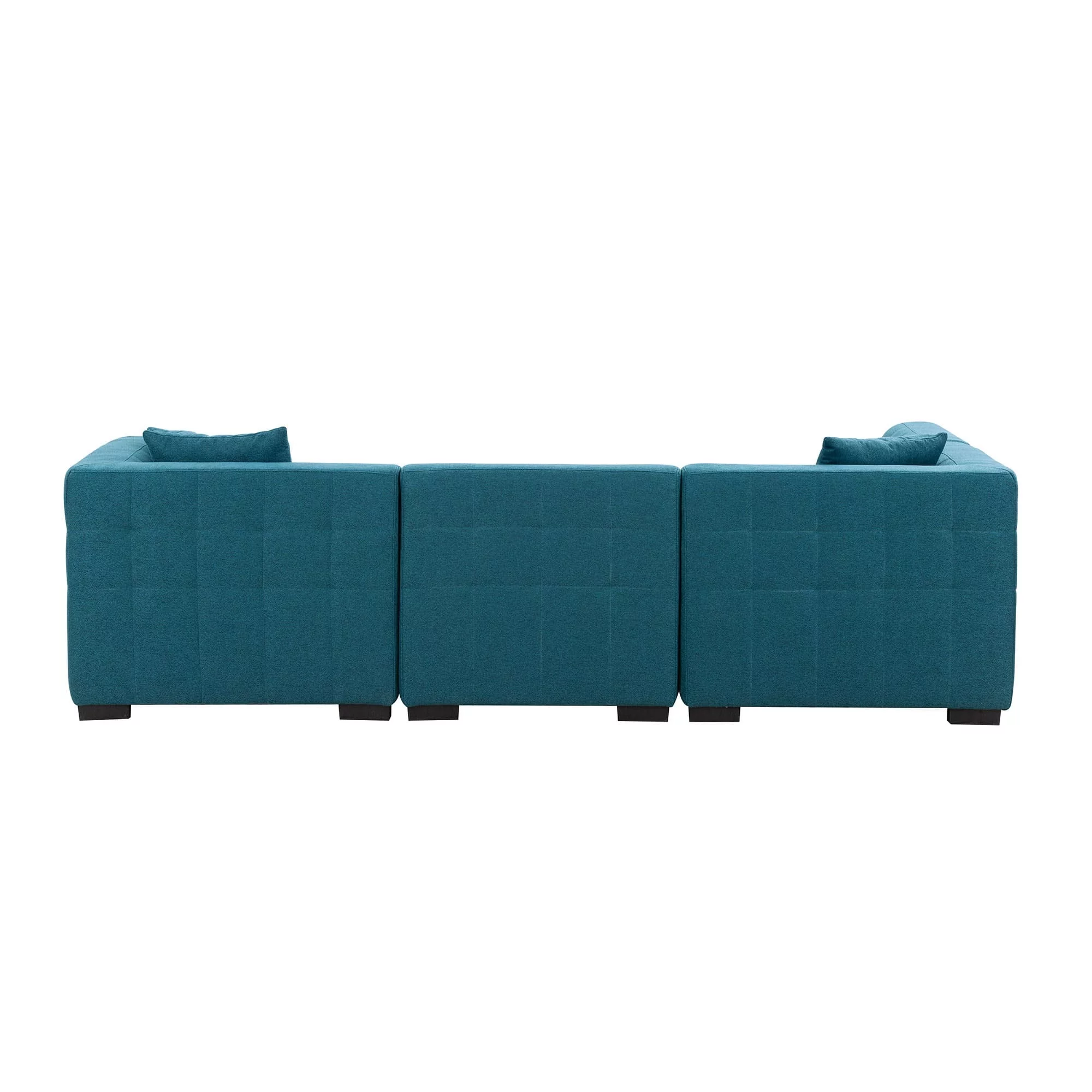 Kevinplus Convertible Sectional Sofa Fabric Couch with Chaise Reversible Corner Couch Furniture L-Shaped 5 Seater Sofas Bluish