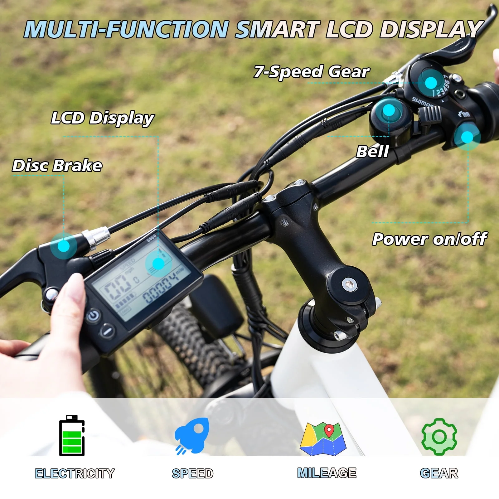 EVERCROSS 500W Electric Bike 26 Electric Bicycle for Adults 20MPH Mountain Bike with Removable 36V 12Ah Battery, 7 Speed Commuter Bike for Man Woman, BLack