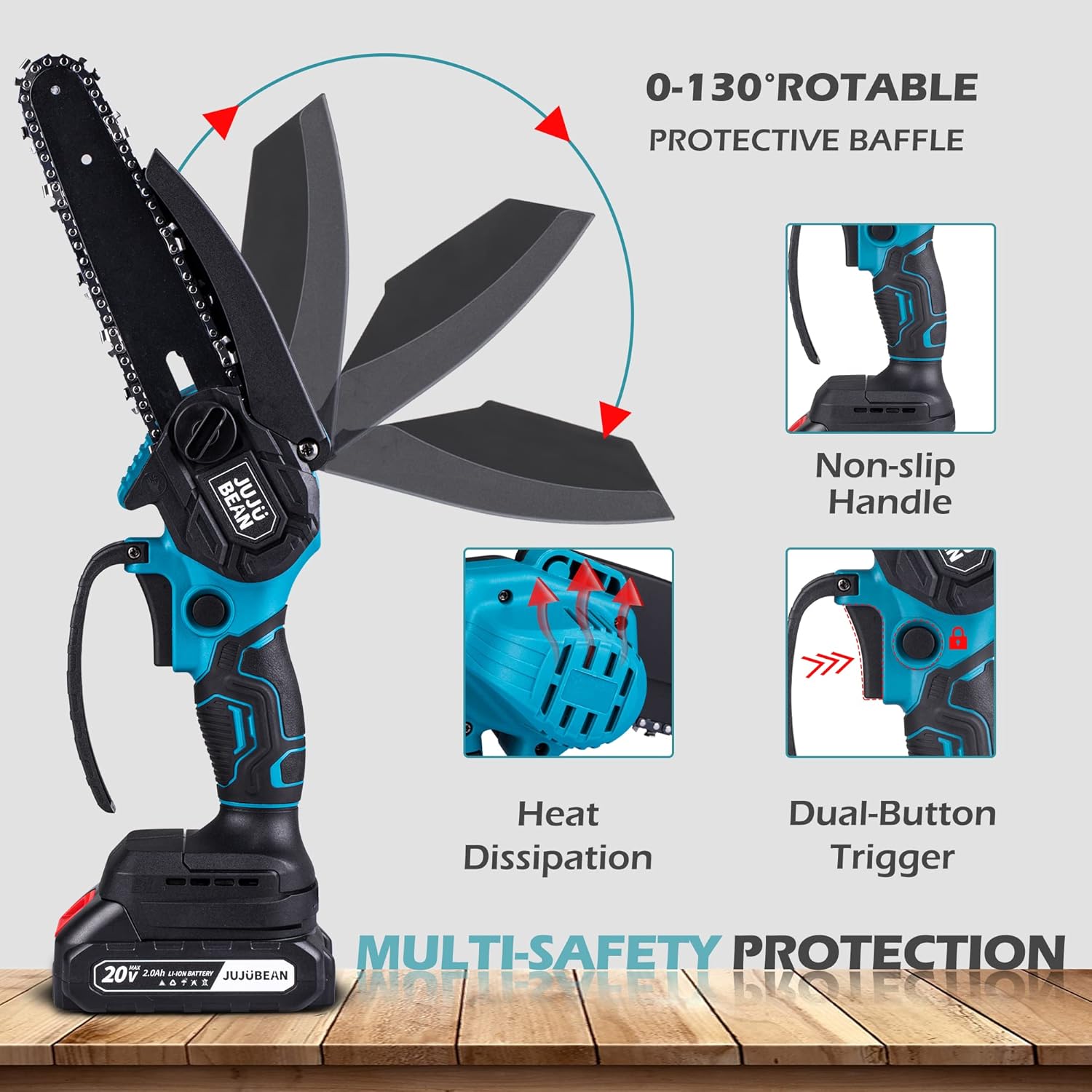 Mini Chainsaw 6 Inch Cordless, Battery Chainsaw with Charger, Handheld Chainsaw of Lightweight, Electric Chainsaw as Tree Trimmer Branch Cutter (2 Rechargeable Batteries Included)