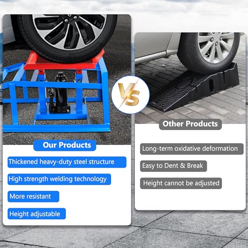 2PCS 5T 11060lbs Hydraulic Car Ramps, Heavy Duty Hydraulic Vehicle Ramps Lift Ramp, Portable Car Ramps for Oil Changes, Car Lifts for Home Garage, Vehicle Auto Garage Repair
