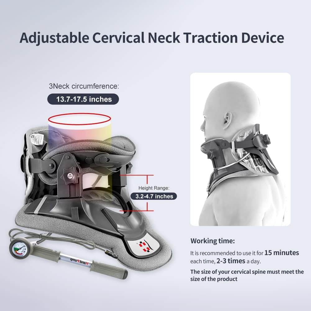 Cervical Neck Traction Device - Neck Pain Relief Device- Stretcher for Home Improved Spine Alignment(Black/Grey)
