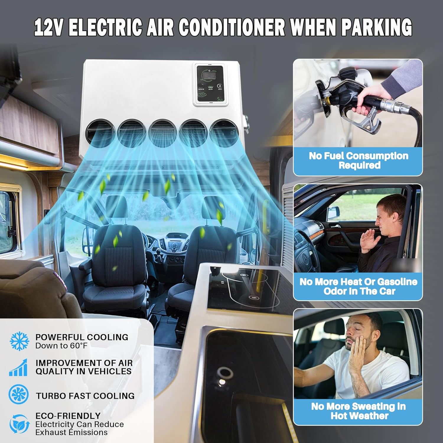 12 Volt DC Air Conditioner 11000BTU Split Electric AC Unit for RV, Truck Parking 12V Air Conditioner 960W Powerful, Quiet Effective Cooling for Semi-Truck, Bus, Camper, Pickup, Motorhome, Trailer