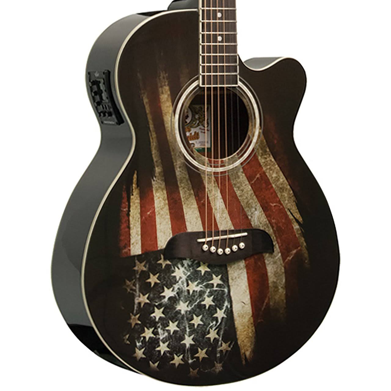 Oscar Schmidt OG10CEFLAG Acoustic-Electric Guitar - American Flag