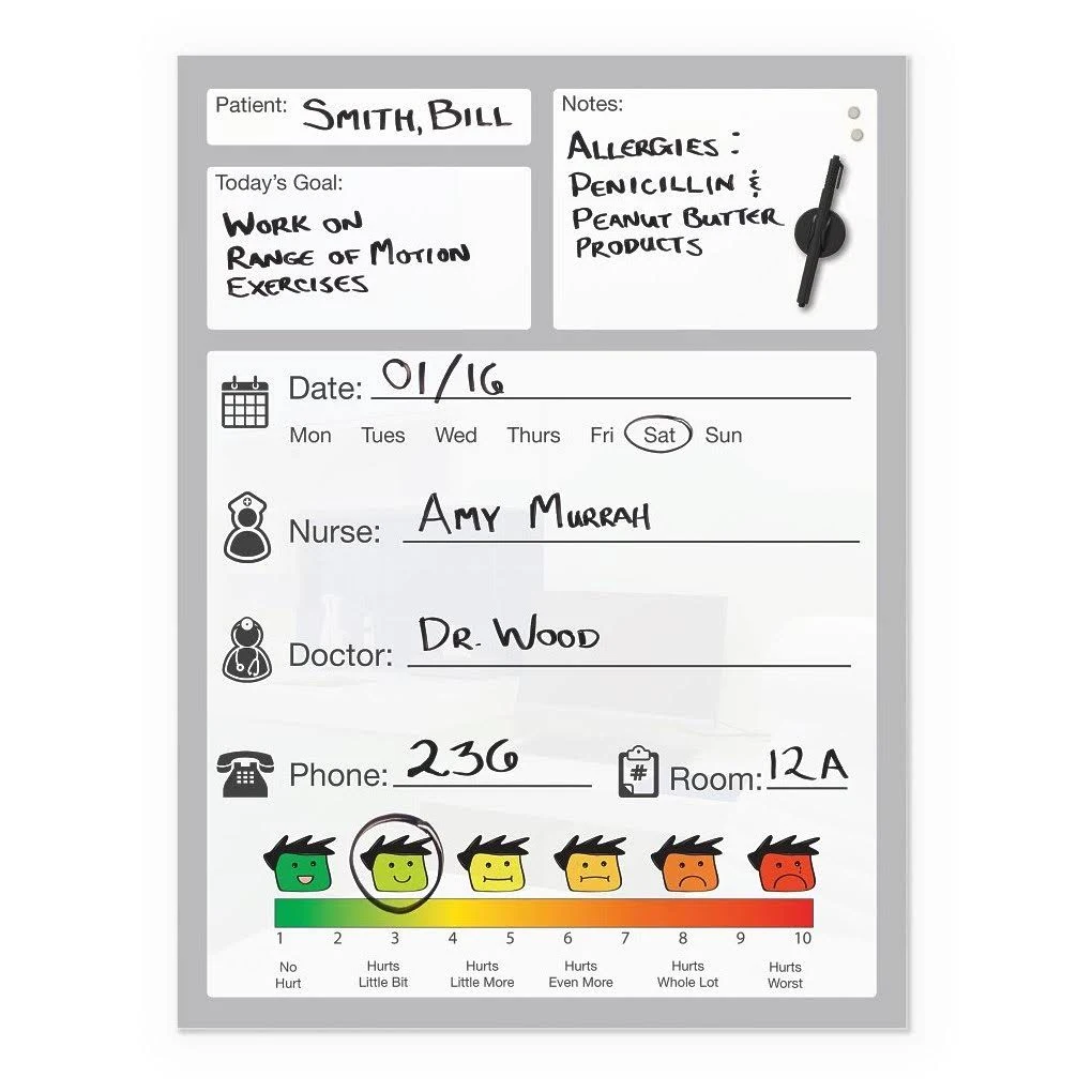 Patient Magnetic Glass Whiteboard 24x18 - Best-Rite - 84216