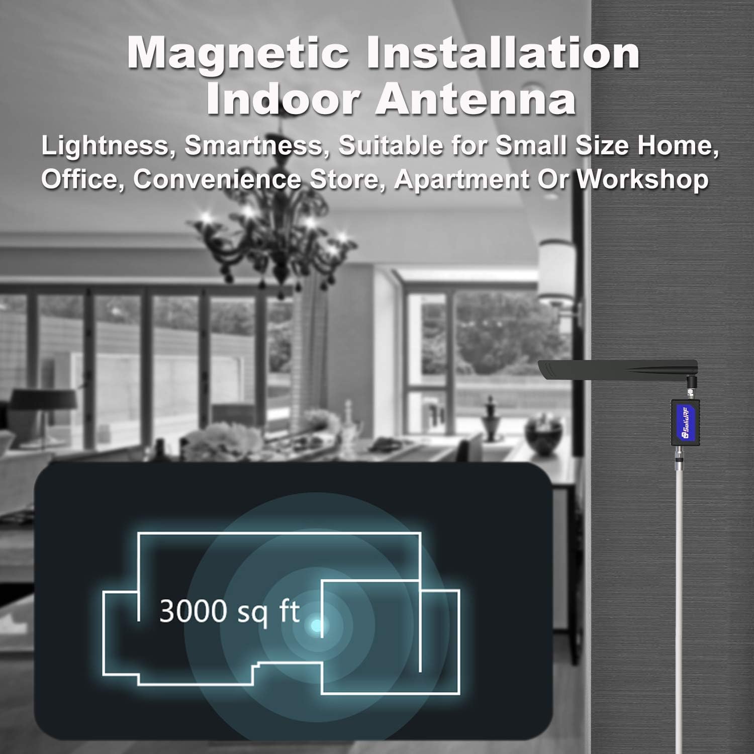 SolidRF Cell Phone Signal Booster for Home, Convenience Store, Apartment, Workshop | Up to 3,000 sq ft Compatible for All U.S. Carriers